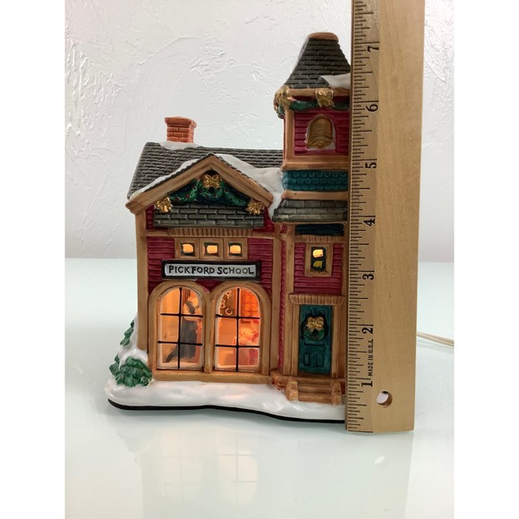 Vintage Trim A Home Pickford School lighted village porcelain * - Picture 6 of 11